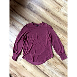 MM1019 Mercer+Mettle Women's Stretch Jersey Long Sleeve Blouson Top Burgundy S